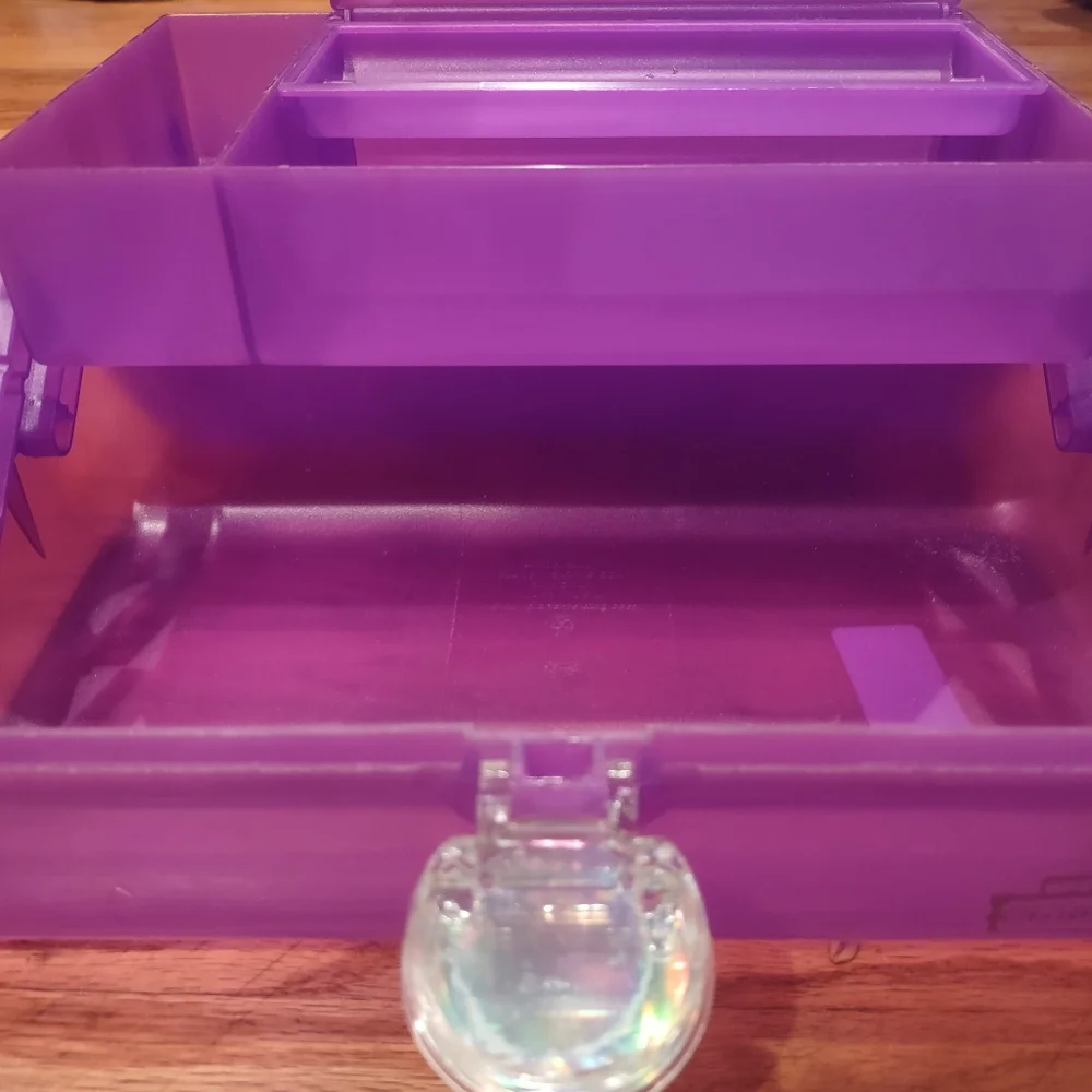 Caboodles Vintage Purple Sparkle Make Up Case Glitter W Mirror